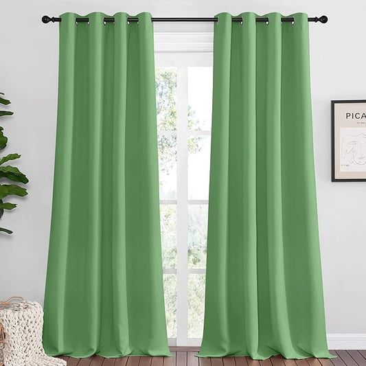 NICETOWN Froest Green Blackout Curtains 102 inches Length for Living Room, 2 Panels, 55" Wide, Thermal Insulated Long Drapes for Large Window