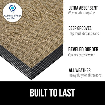 GORILLA GRIP 100% Waterproof All-Season WeatherMAX Doormat, 47x35, US Designed Natural Rubber, Stain and Fade Resistant, Low Profile Indoor Outdoor Door Mats, Easy Clean Patio Mat, Home Sweet Home