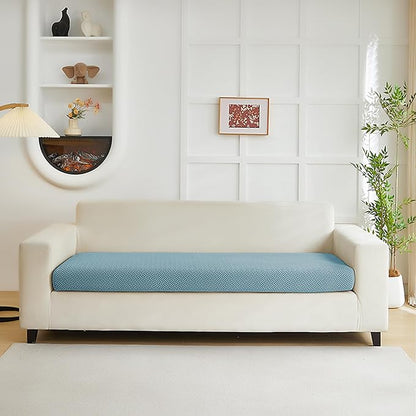 Couch Cushion Covers for Sofa Couch Covers Wear-Resistant Universal Sofa Cover Washable Stretch for Sectional Slipcovers (Texture-Sea Blue,Large Triple Seat Cover)