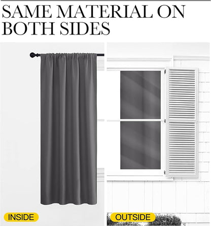 NICETOWN Blackout Curtain Panels for Window - Thermal Insulated Rod Pocket Blackout Drapes/Draperies for Dining Room (2 Panels, W62 x L63 inches, Grey)