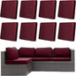 8Pcs Outdoor Cushion Covers, Patio Cushion Covers,Stretch Elastic Slipcovers, Replacement Washable & Reusable Furniture Protector for Patio Couch (Claret,Cover Only)