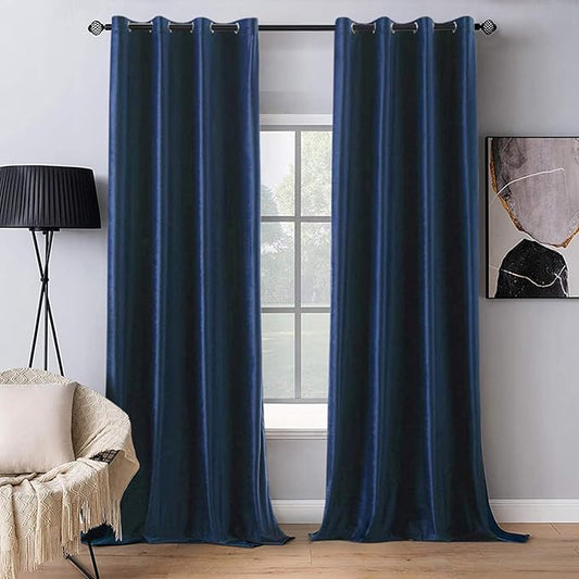MIULEE 2 Panels Blackout Velvet Curtains Solid Soft Grommet Royal Blue Curtains Thermal Insulated Soundproof Room Darkening Curtains/Drapes/Panels for Living Room Bedroom 52 x 72 Inch