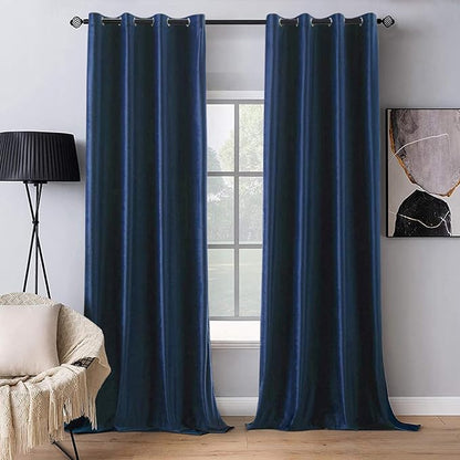 MIULEE 2 Panels Blackout Velvet Curtains Solid Soft Grommet Royal Blue Curtains Thermal Insulated Soundproof Room Darkening Curtains/Drapes/Panels for Living Room Bedroom 52 x 90 Inch
