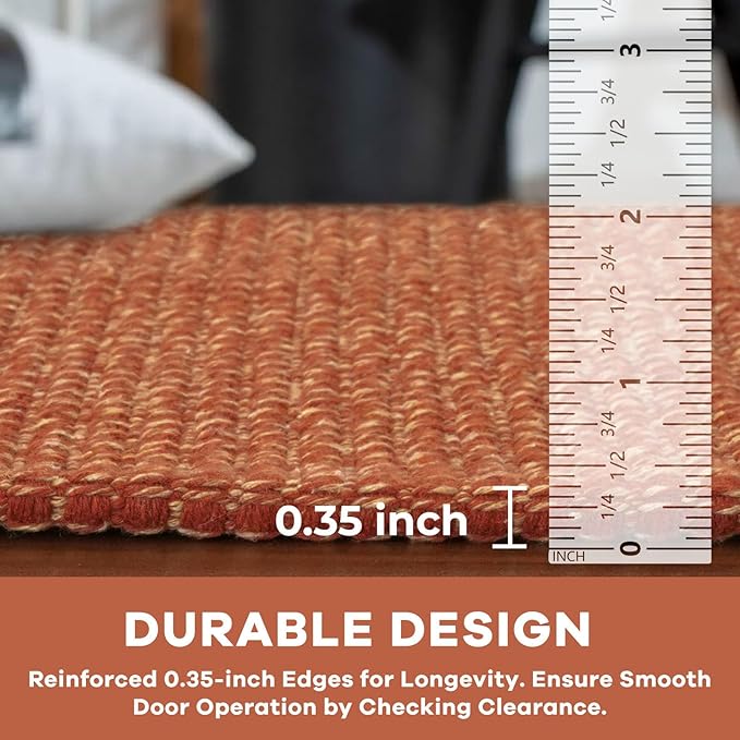 KOZYFLY Rugs for Entryway 3x5 ft Washable Area Rug Non Slip Rubber Backed Entry Rug Woven Indoor Door Mat Cotton Kitchen Rugs Floor Carpet for Entryway, Foyer, Backdoor, Orange/Tan