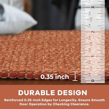 KOZYFLY Indoor Door Mat 2x3 ft Small Area Rugs Washable Front Door Mat Non Slip Rubber Backed Entryway Rug Cotton Entrance Doormat for Front Porch Bathroom Kitchen Bedroom, Orange/Tan