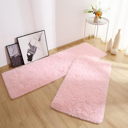 Chicrug Soft Runner Rug for Bedroom Living Room Plush Fluffy Rugs 2x4 Feet, Shag Furry Runner Rug Carpet Non Shedding for Nursery Children Kids Girls Room Home Decorative, Pink