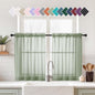 Sage Green Sheer Curtains Tier 30 Inches Length 2 Panels, Light Filtering Lightweight Soft Window Treatments Drapes, Cute Elegant Cafe Curtains for Nursery, Dual Rod Pocket, 2x42Wx30L Inches