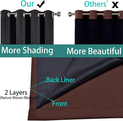 Yakamok Blackout Extra Wide Patio Sliding Door Curtains, Grommet Thermal Insulated Blind Curtains, Sliding Glass Door Panel for Living Room/Space Room Divider, Chocolate Brown, W100 x L96, 1 Panel