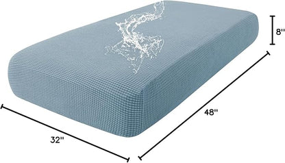 hyha Waterproof Couch Cushion Covers for Pets, Non Slip Sofa Seat Cover for Dogs Washable, Soft Thick Stretch Jacquard Fabric, Sofa Slipcovers with Elastic Bottom (1 Piece for Medium, Lake Blue)