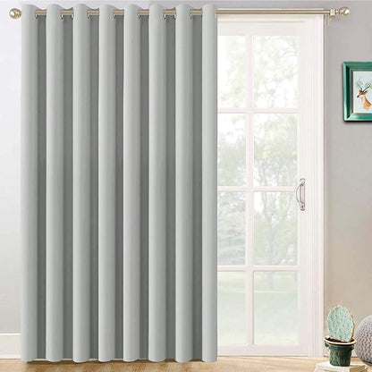 Yakamok Thermal Patio Door Curtains - Grey Blackout Room Darkening Door Blinds for Sliding Glass with Grommet Top, Split Room Divider Curtains (Light Grey, 100 inches W x 84 inches L)