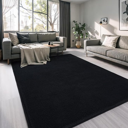AROGAN Modern Shag Area Rug for Living Room, 6x9 Feet Washable Rugs for Bedroom, Indoor Floor Carpet, Plush Memory Foam Bedside Rugs for Kids Girls Teens Room Low Pile Decor, Black