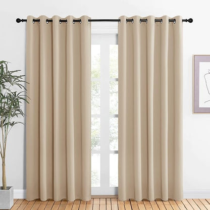 NICETOWN Room Darkening Draperies Window Curtain Panels, Thermal Insulated Grommet Room Darkening Curtains for Bedroom (Biscotti Beige, 2 Panels, W60 x L84 -inch)