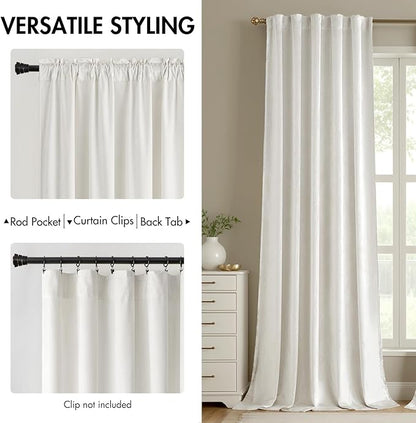 MIULEE White Velvet Curtains 84 inches - Luxury Curtains for Bedroom Living Room Thermal Insulated Super Soft Room Darkening Modern Window Drapes Back Tab Rod Pocket, W52 x L84 inches, 2 Panels