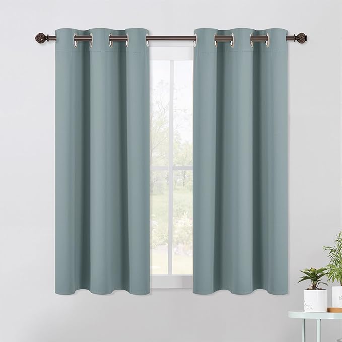 NICETOWN Bedroom Curtains Blackout Drapery Panels, 2 Panels, 42 x 54 Inch, Stormy Sea, 3 Pass Microfiber Thermal Insulated Solid Ring Top Blackout Window Curtains/Drapes