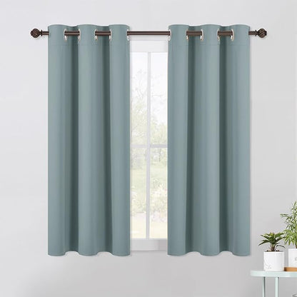NICETOWN Bedroom Curtains Blackout Drapery Panels, 2 Panels, 42 x 54 Inch, Stormy Sea, 3 Pass Microfiber Thermal Insulated Solid Ring Top Blackout Window Curtains/Drapes