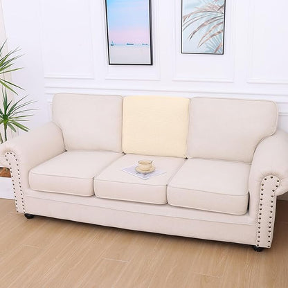 hyha Waterproof Couch Cushion Covers for Pets, Non Slip Sofa Seat Cover for Dogs Washable, Soft Thick Stretch Jacquard Fabric, Sofa Slipcovers with Elastic Bottom (1 Piece for Backrest L, Beige)