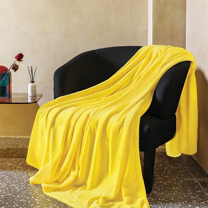 JIAHANNHA Yellow Throw Blanket Fleece Blanket 50"x60",Super Soft Cozy Plush Throw Blanket for Couch Sofa Bed,Warm and Lightweight Bed Blankets for Adults