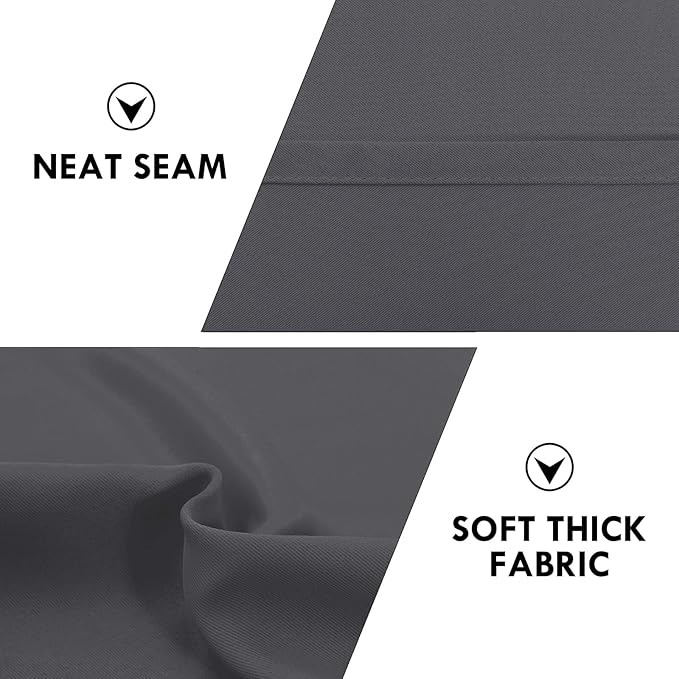 DWCN Short Blackout Curtains 36 inches Length 2 Panels Set, Half Window Rod Pocket Privacy Curtain Tiers for Kitchen, Room Darkening Curtains for Bathroom Shades (W42 x L36 Inch, Dark Grey)