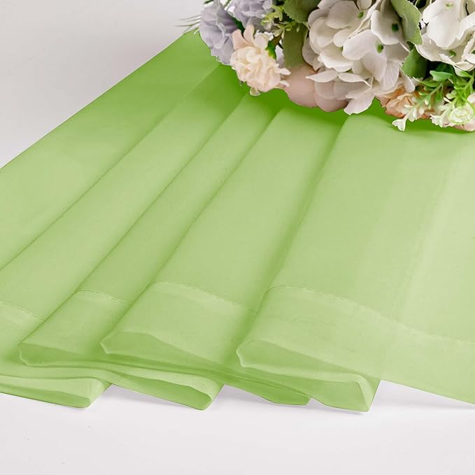 OWENIE Lime Kitchen Sheer Curtains for Bedroom Living Room 45 Inch Length, Bedroom, Soft Solid Light Filtering Voile Short Sheer Curtain for Small Window, 42" W x 45" L, Lime