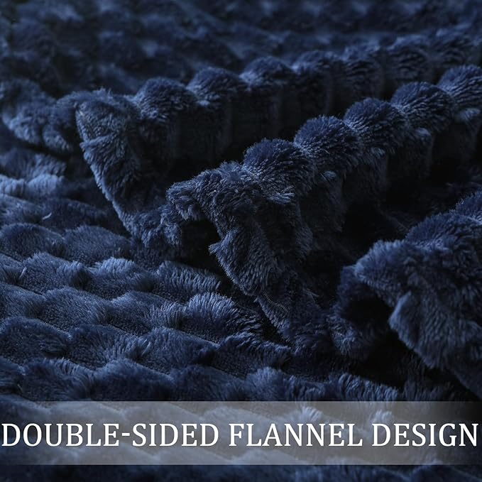 Exclusivo Mezcla Fleece King Blanket for Bed, Extra Large Fuzzy Navy Blue Bed Blankets, Soft Cozy Plush Sofa Throws for All Seasons, 90x104 Inches