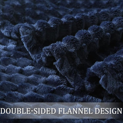 Exclusivo Mezcla Fleece King Blanket for Bed, Extra Large Fuzzy Navy Blue Bed Blankets, Soft Cozy Plush Sofa Throws for All Seasons, 90x104 Inches