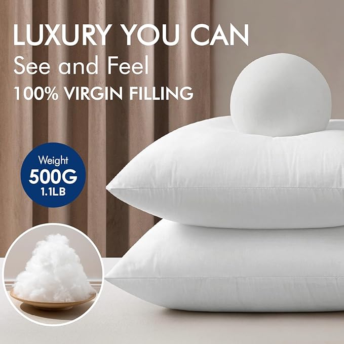 MIULEE 24x24 Pillow Inserts,Set of 4 100% Virgin Microfiber with Cotton Cover Throw Pillows for Couch Sofa and Bed