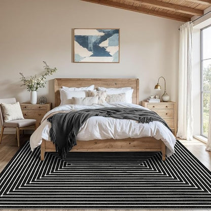 Latte&Fog 5x7 Area Rugs for Living Room Bedroom, Modern Abstract Washable Rug, Boho Non Slip Low Pile Carpet for Indoor Dining Room, Office, Dorm, Classroom, Farmhouse and Kids Room