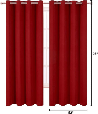 LEMOMO Dark Red Thermal Blackout Curtains/52 x 95 Inch/Set of 2 Panels Room Darkening Curtains for Bedroom