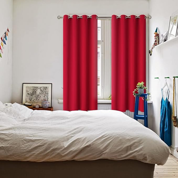 BGment Room Darkening Curtains 72 Inches Long - Grommet Thermal Insulated Drapes Window Treatment Curtains for Bedroom, 2 Panels, 52 x 72 Inch, Red