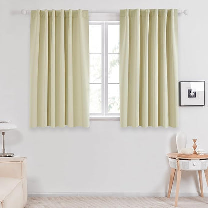 Deconovo Blackout Curtains, Thermal Insulated, W52 x L54 2 Panels, Back Tab, Machine Washable, Room-Darkening Drapes for Bedroom/Living Room Beige