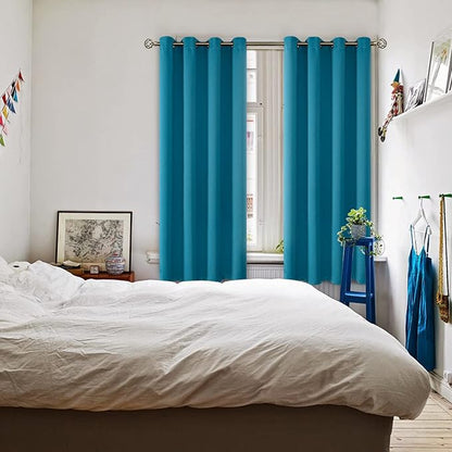 BGment Blackout Curtains - Grommet Thermal Insulated Room Darkening Bedroom and Living Room Curtains, Set of 2 Panels (52 x 63 Inch, Peacock Blue)