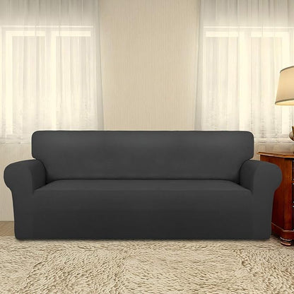 PureFit Super Stretch Sofa Slipcover – Spandex Non Slip Soft Couch Sofa Cover, Washable Furniture Protector with Non Skid Foam and Elastic Bottom for Kids, Pets （Oversized Sofa, Dark Gray）