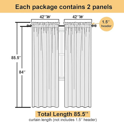 Lecloud Hot Pink Sheer Curtains for Bedroom 84 Inches Long 2 Panels, Light Filtering Voile Rod Pockets Window Curtains for Living Room, Rustic Farmhouse Decor Drapes, Each Panel 42" W x 84" L