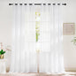 NICETOWN Sheer White Sliding Door Curtains for Bedroom, Grommet Elegant Soft Voile Sheer Textured Airy & Breathable Window Treatments for Patio Door/French Door, W66 x L96, 2 Panels