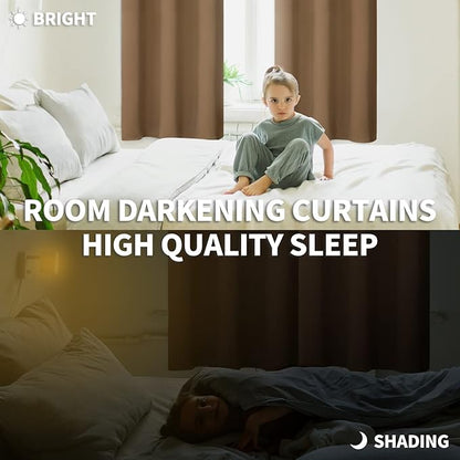 BGment Blackout Curtains for Bedroom - Grommet Thermal Insulated Room Darkening Curtains for Living Room, Set of 2 Panels (52 x 95 Inch, Taupe)