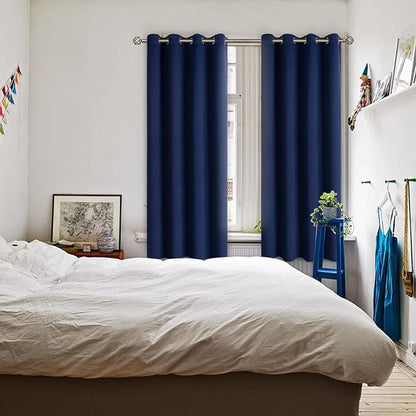 BGment Blackout Curtains for Bedroom - Grommet Thermal Insulated Room Darkening Curtains for Living Room, Set of 2 Panels, Each 55 x 69 Inch, Navy Blue