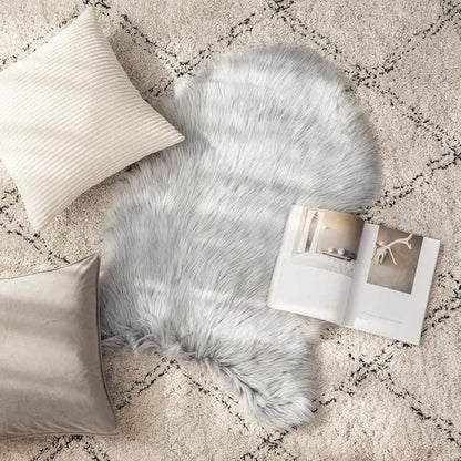 MIULEE Fluffy Rug Soft Shaggy Faux Fur Area Rug Luxury Plush Sheepskin Carpet for Bedroom Living Room Sofa Chair 2 x 3 Feet, Grey