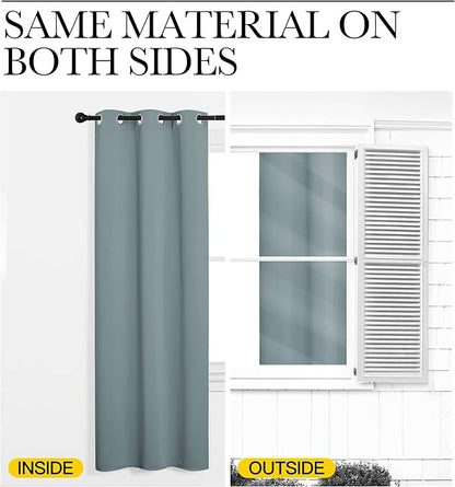 NICETOWN Bedroom Curtains Blackout Drapery Panels, 2 Panels, 42 x 54 Inch, Stormy Sea, 3 Pass Microfiber Thermal Insulated Solid Ring Top Blackout Window Curtains/Drapes