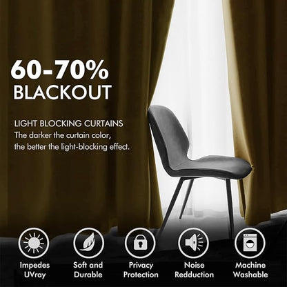 MIULEE 2 Panels Blackout Velvet Curtains Solid Soft Grommet Mustard Yellow Curtains Fall Thermal Insulated Soundproof Room Darkening Curtains/Drapes/Panels for Living Room Bedroom 52 x 63 Inch