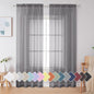 Simplebrand Grey Sheer Curtains 84 Inches Long, Light Filtering Rod Pocket Solid Color Window Sheer Curtain Panels, Elegant Curtains & Drapes for Living Room 2 Panels (Charcoal Grey, 2x42x84'')