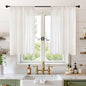 BGment Linen Curtains 40 Inch Length for Kitchen Cafe Window - Rod Pocket Ivory Semi Sheer Drapes Natural Light Filtering for Bedroom Bathroom Lightweight Rustic, 2 Panels Set, 42 X 40 Inch