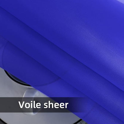 SpaceDresser Sheer Voile Window Treatment Rod Pocket Curtain Panels for Kitchen Bedroom Living Room Drapes Sunlight Filtering Privacy Semi Home Decor Assorted Colors Sizes (Sapphire, 52 W x 45 L)