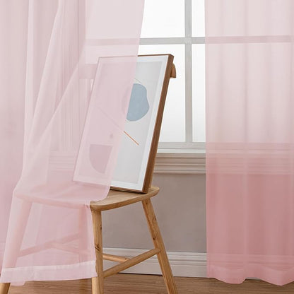 Simplebrand Blush Sheer Curtains 72 Inches Long 2 Panels for Living Room, Rod Pockets Airy Window Treatments Voile Sheer Black Curtains Panels Lightweight for Front Back Patio Glass Door, 42" Width