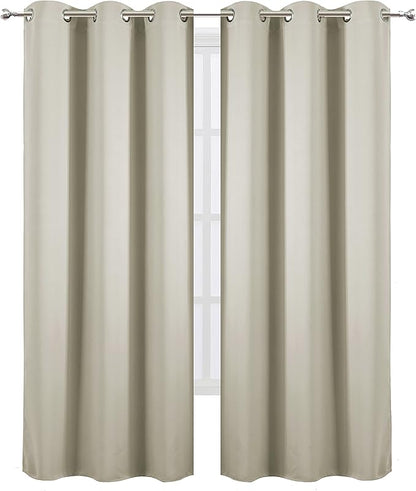 LEMOMO Light Beige Thermal Blackout Curtains/38 x 84 Inch/Set of 2 Panels Room Darkening Curtains for Bedroom