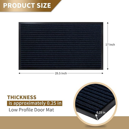 Yimobra Front Door Mat Outdoor Indoor Entrance, 100% Waterproof All-Season All Weather Doormat, Welcome Matt Outside Entry, Non Slip, Low Profile, Heavy Duty Patio Porch Floor Mat,29.5 x 17, Navy Blue