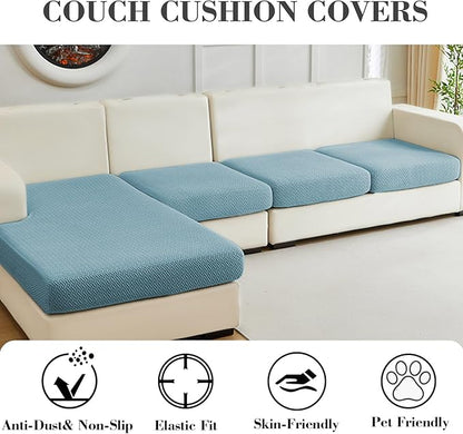 Sofa Covers Couch Covers for Sofa Pet Friendly Couch Cushion Covers Universal Sofa Covers Washable Stretch Slipcovers for Sectional Sofa (Texture Sea Blue, 3 Seats + Chaise Cover)