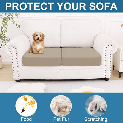 Smiry Printed Couch Cushion Covers, Stretch Soft Couch Covers for Sofa, Washable Non-Slip Sofa Slipcover Furniture Protector for Indoor and Outdoor (2 Pack, Taupe)