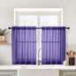 Purple Small Sheer Curtains 2 Panels Set, Kitchen Curtains 36 Inch Length, Elegant Light Filtering Short Window Drapes for Living Room Bedroom, Dual Rod Pocket Design, 2x42Wx36L Inches