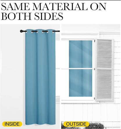 NICETOWN Thermal Insulated Curtains Blackout Draperies, Window Treatment Solid Grommet Room Darkening Drape Panels for Bedroom (Teal Blue, Set of 2 Panels, 34 by 63 inches Long)
