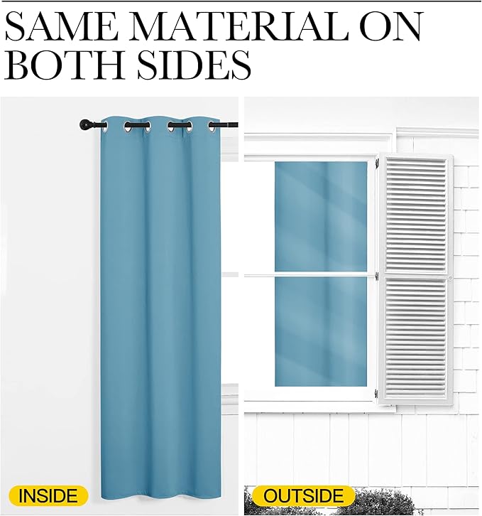 NICETOWN Teal Blue Blackout Curtains 78 inches Length for Bedroom, 2 Panels, 42" Wide, Thermal Insulated Decoration Drapes for Office Window